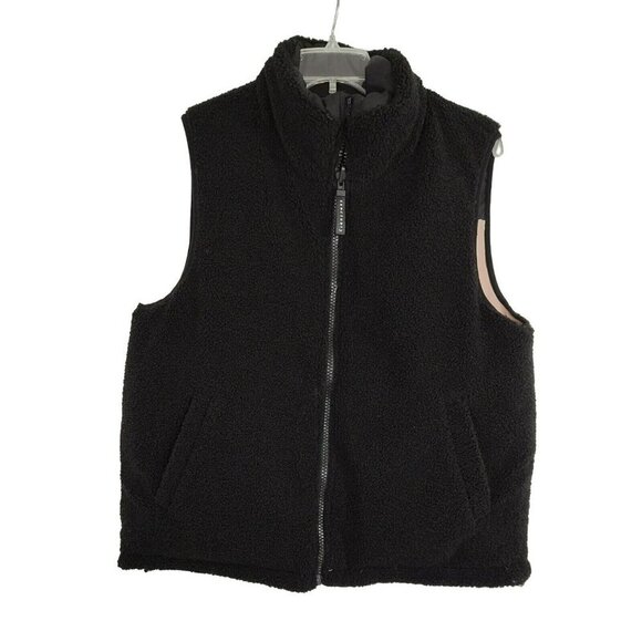 Sanctuary Reversible Down Vest Jacket Women Size L Black Pink Sleeveless FLAWS - Picture 2 of 12